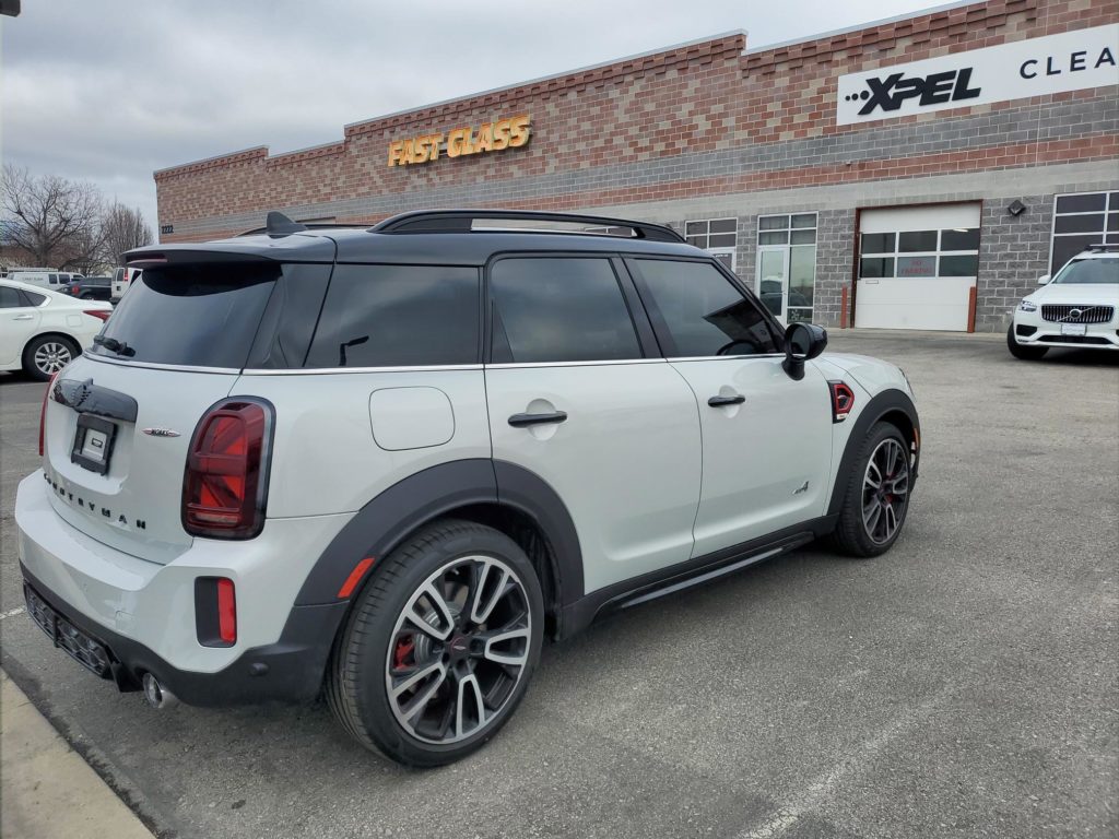 2021 MINI Cooper Countryman JCW full front ultimate plus ppf and fusion plus ceramic coating.