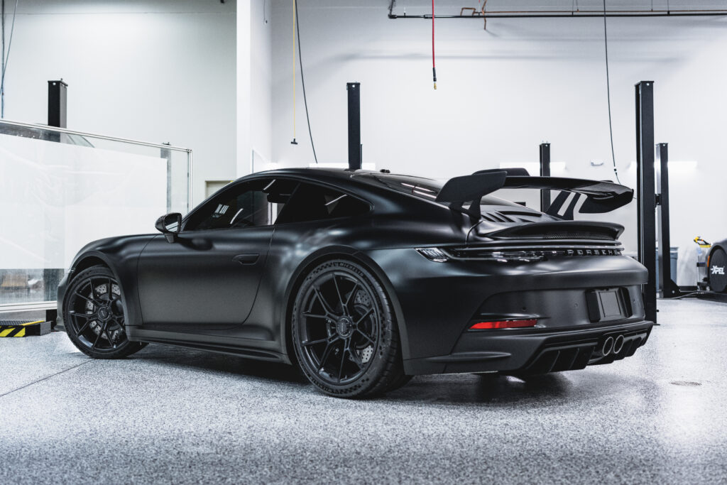 black 2022 Porsche 911 GT3 full stealth ppf and fusion plus ceramic coating